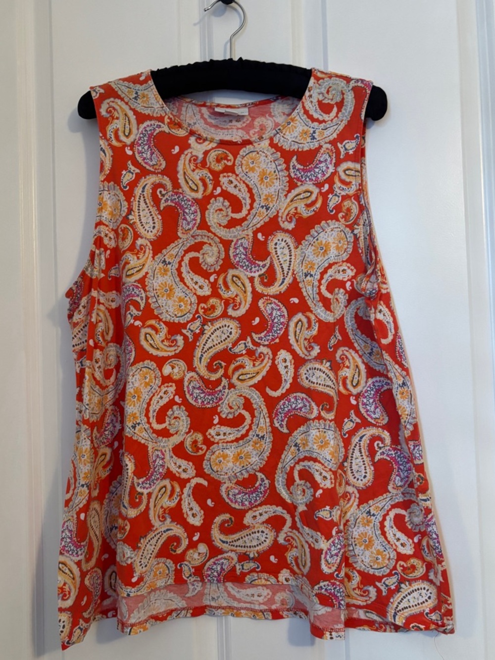 J. Jill - Orange Paisley Sleeveless Tank Top. Size L.  Cotton/Rayon